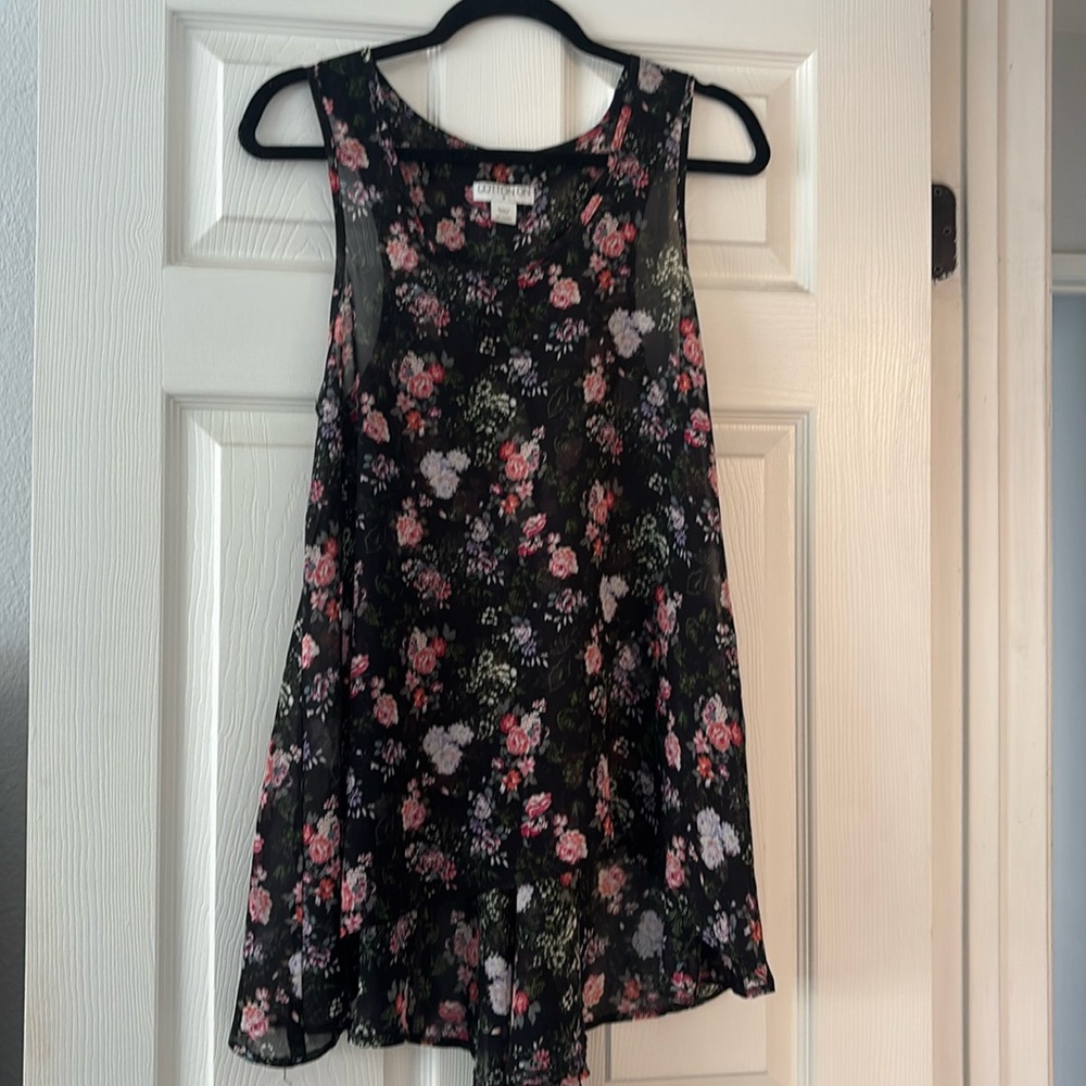 Sheer black floral print dress